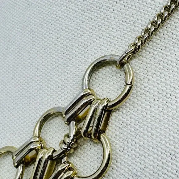 Talbots Statements Necklace Interlocking Rings Mesh Bib Gold Tone Jewelry - Picture 6 of 8